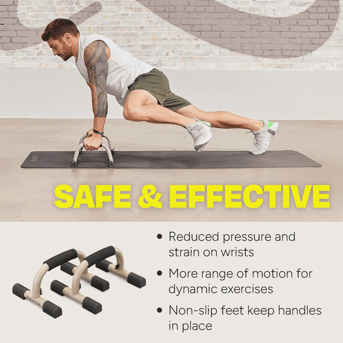 Push up Bars, Slip-Resistant Grips, Sand Brown, 2-Pack L23616