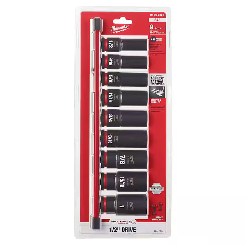 1/2 in. Drive SAE Deep Well Impact Socket Set (9-Piece) U842618