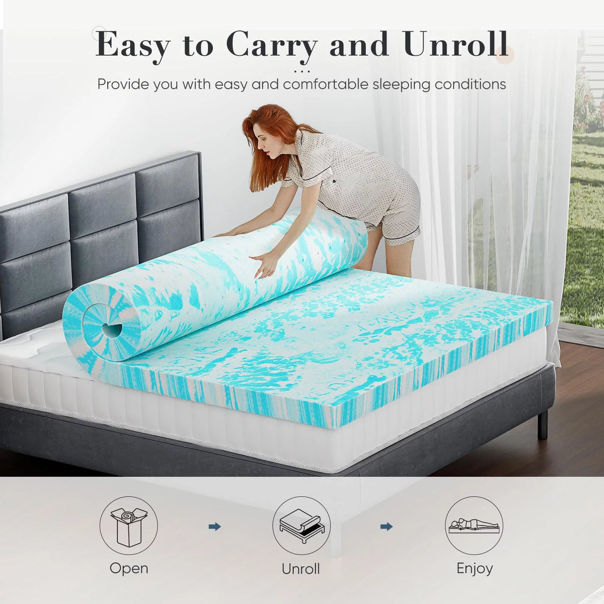2 Inch Gel Memory Foam Mattress Topper, Twin XL T87403