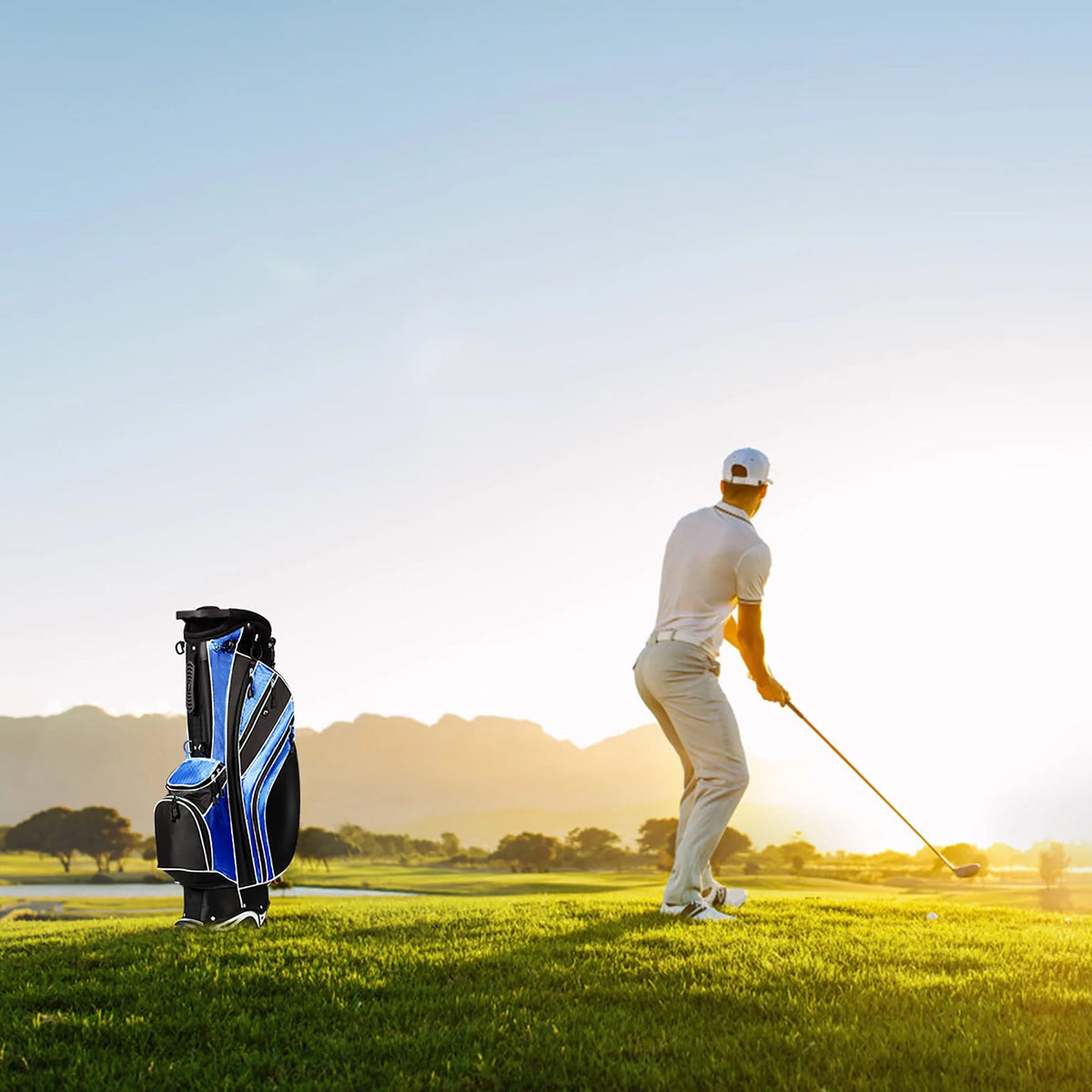 Golf Stand Cart Bag with 6 Way Divider Black U462