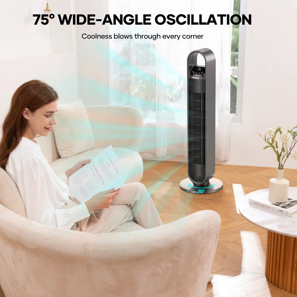 36in Tower Fan with Oscillation, Remote Control, 3 Speeds Q600125