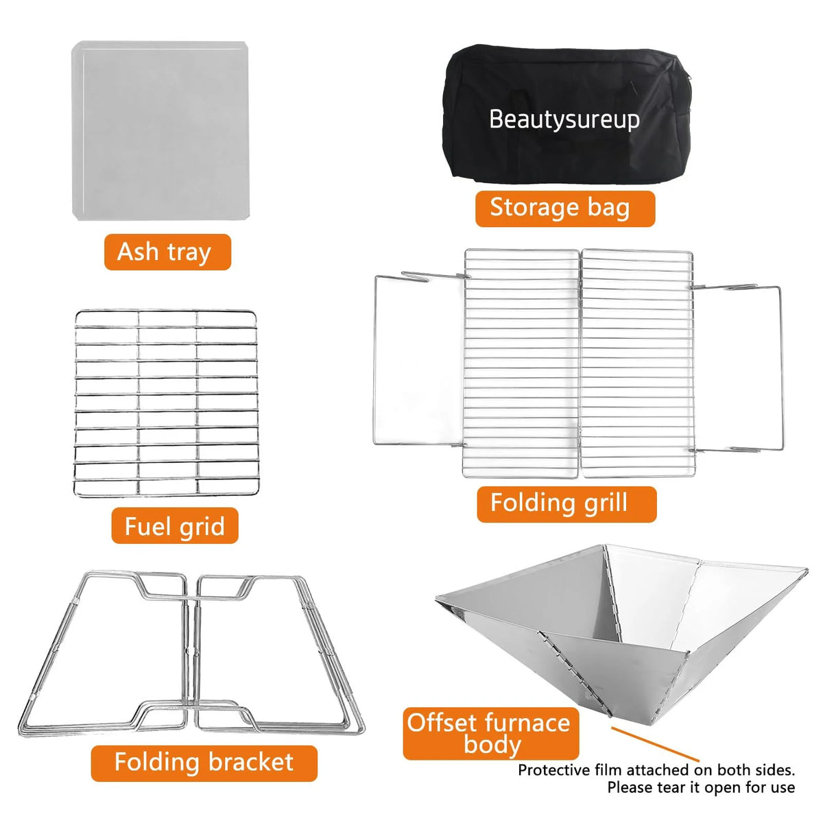 Charcoal Folding Stainless Steel BBQ Grill Q36880