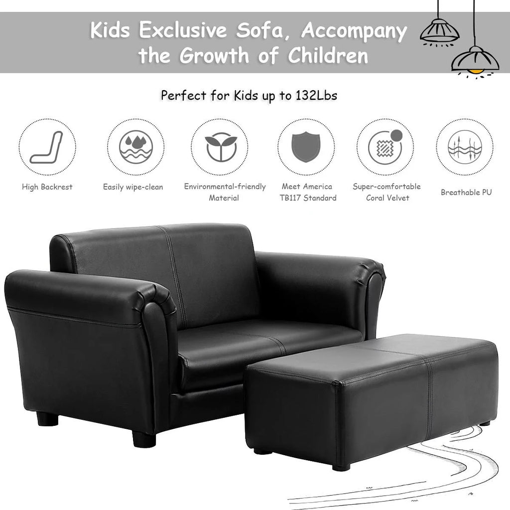 Kids Sofa Armrest Chair Couch Lounge in Black D192