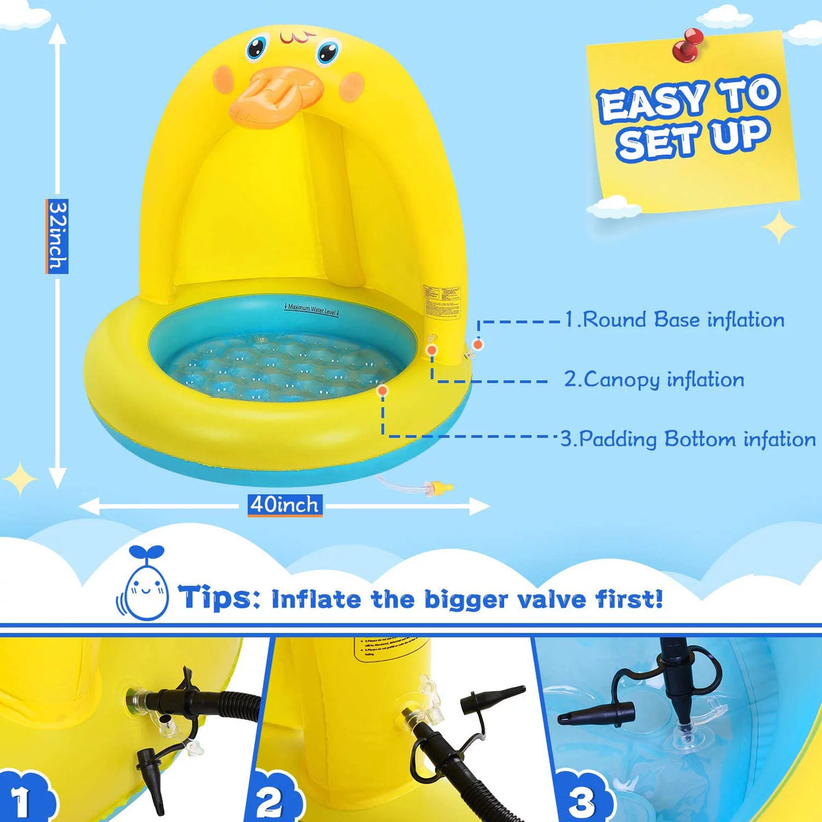 Inflatable Baby Pool with Canopy N836