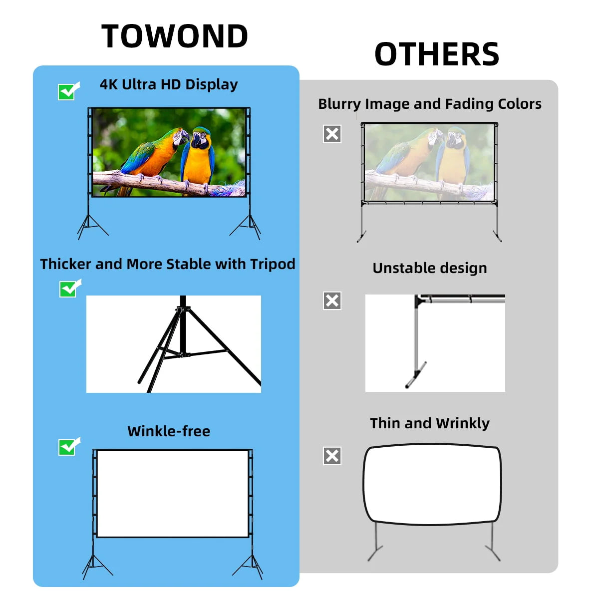 120inch 16:9 4K Projector Screen with Stand and Carry Bag L114760
