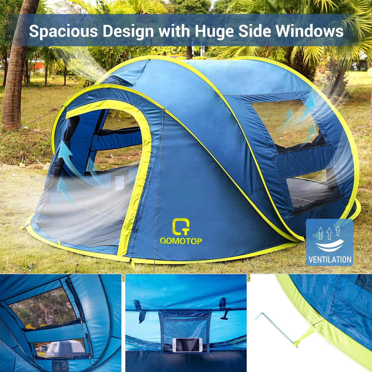 4-Person Waterproof Pop Up Camping Tent V417