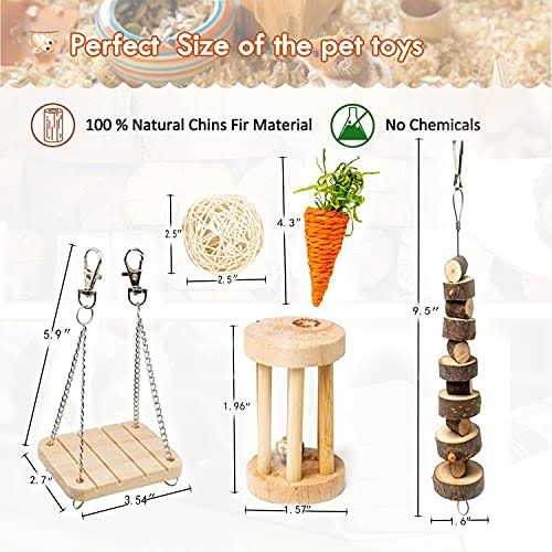 Hamster Chew Toys Set Small Animal Molar Teeth Care Wooden Accessories E23523