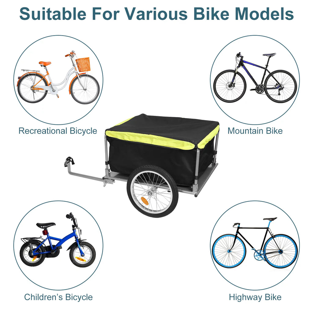 Foldable Bike Cargo Trailer with Removable Lid Black F87325