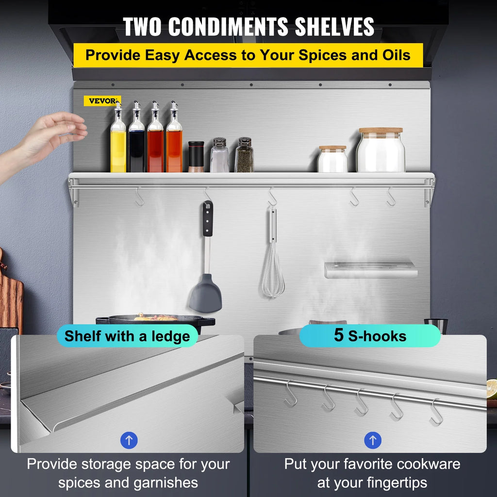 Stainless Steel Range Backsplash with Shelf M123770
