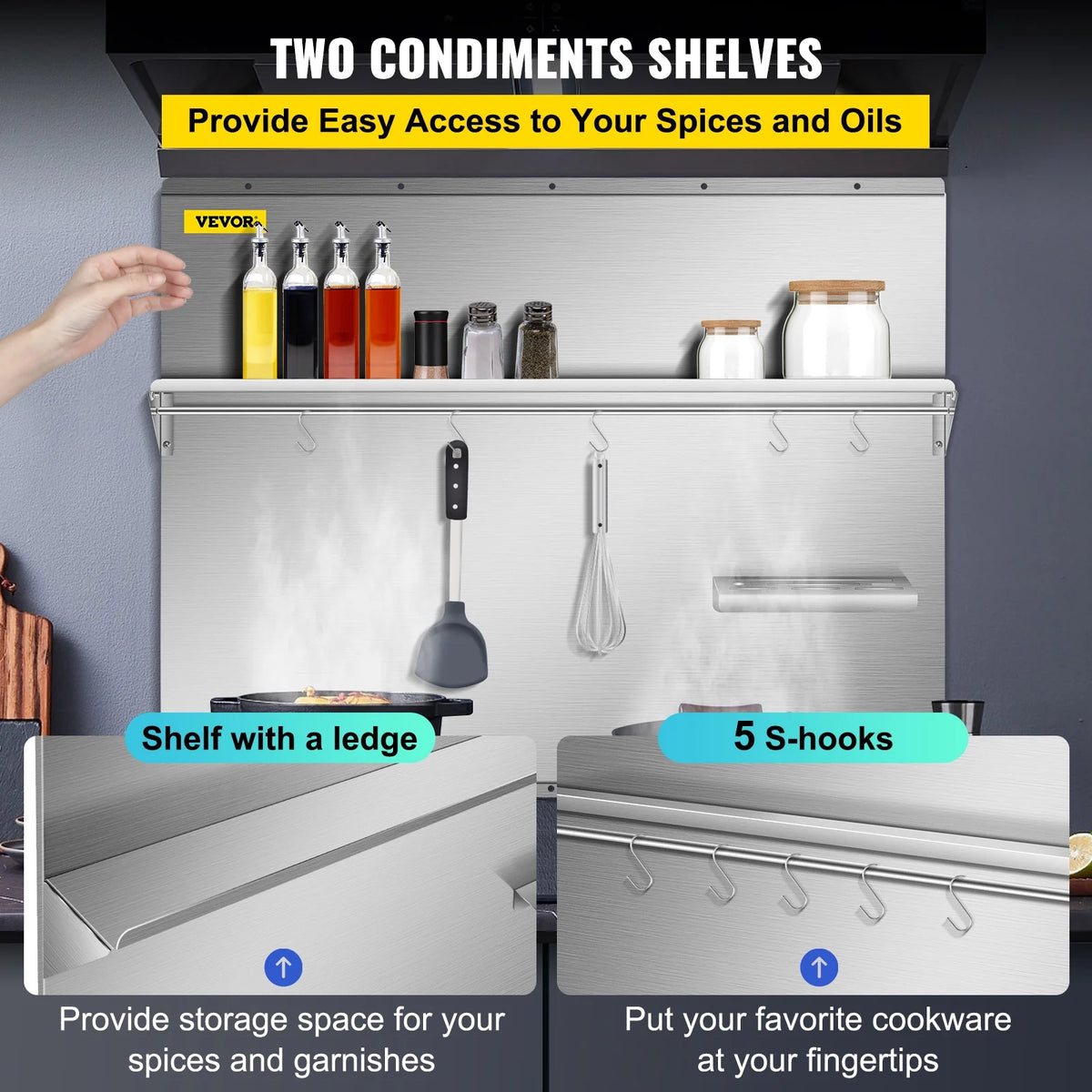 Stainless Steel Range Backsplash with Shelf M123770