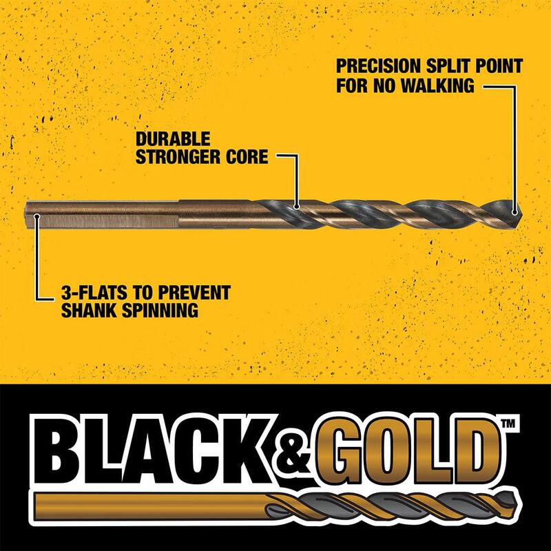 Black and Gold Twist Drill Bit Set 10-Piece R329