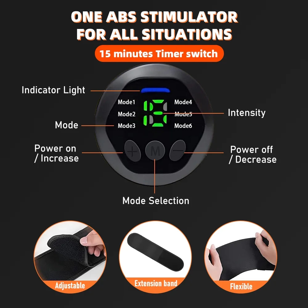 USB Charging Smart Abdominal Fitness Belt with 6 Modes 15 Levels M254187