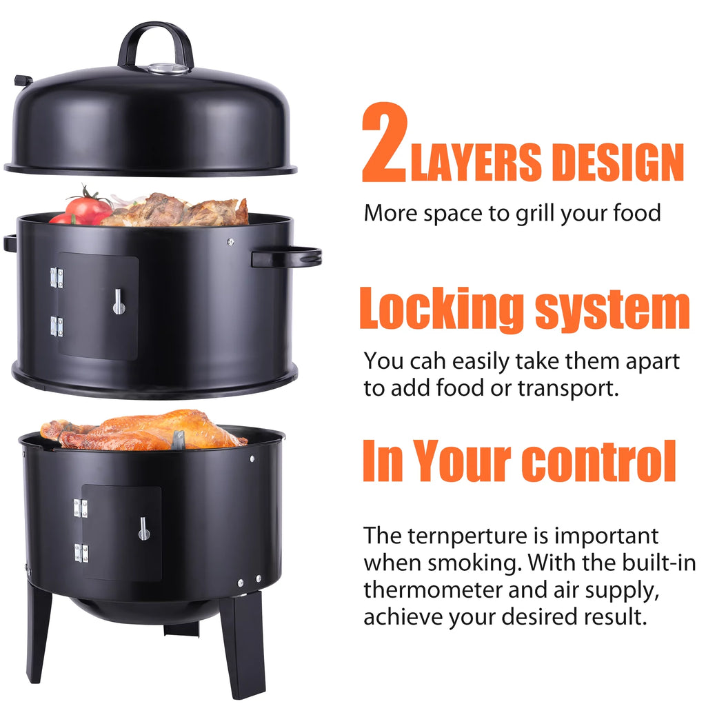Portable Charcoal Smoker Grill O259