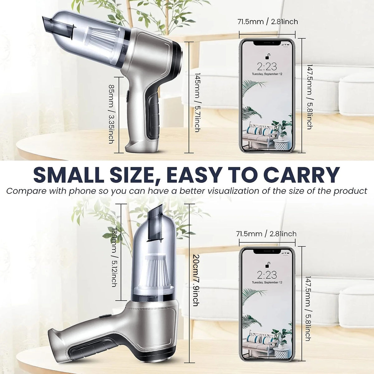 9000Pa 120W Wet and Dry Handheld Car Vacuum Cleaner B389