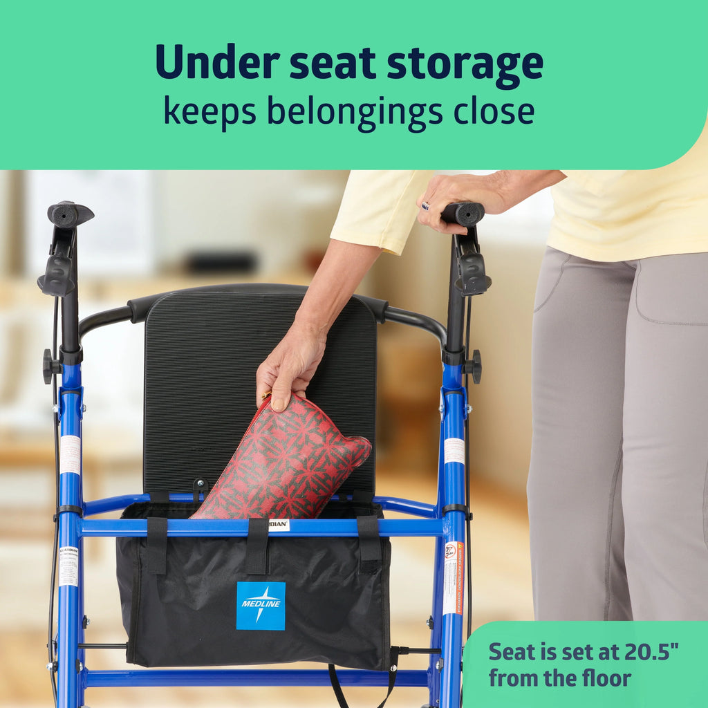 Blue Foldable Steel Rollator Walker Y713719