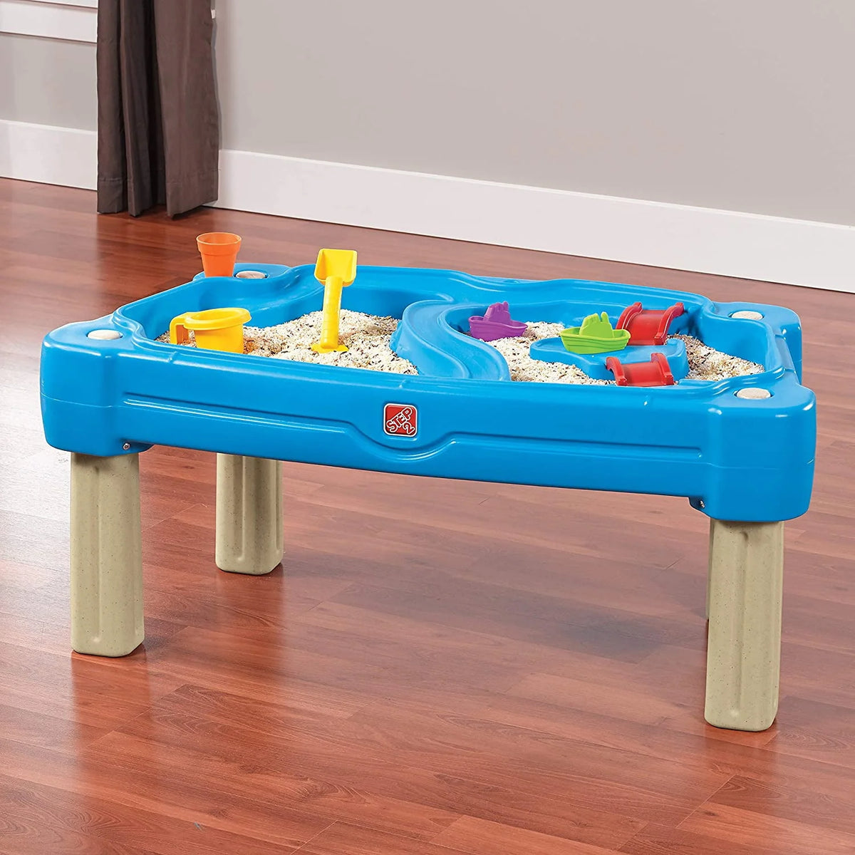 Blue Plastic Sandbox and Water Table with Cover and Umbrella Z572