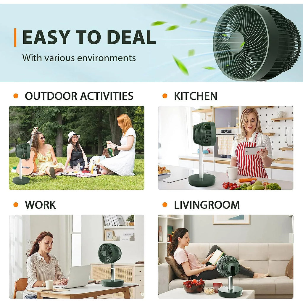 Pedestal Portable Fan Oscillating, 2-in-1 Standing Fan with Remote Control, USB Rechargeable, 10 Speeds, 7.5H Timer, Quiet Stand Floor Fan O510479