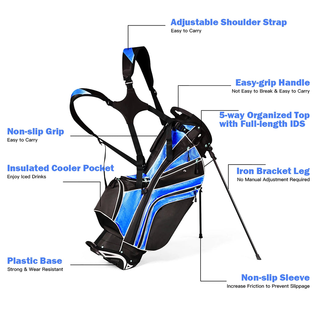 Golf Stand Cart Bag with 6 Way Divider Black U462