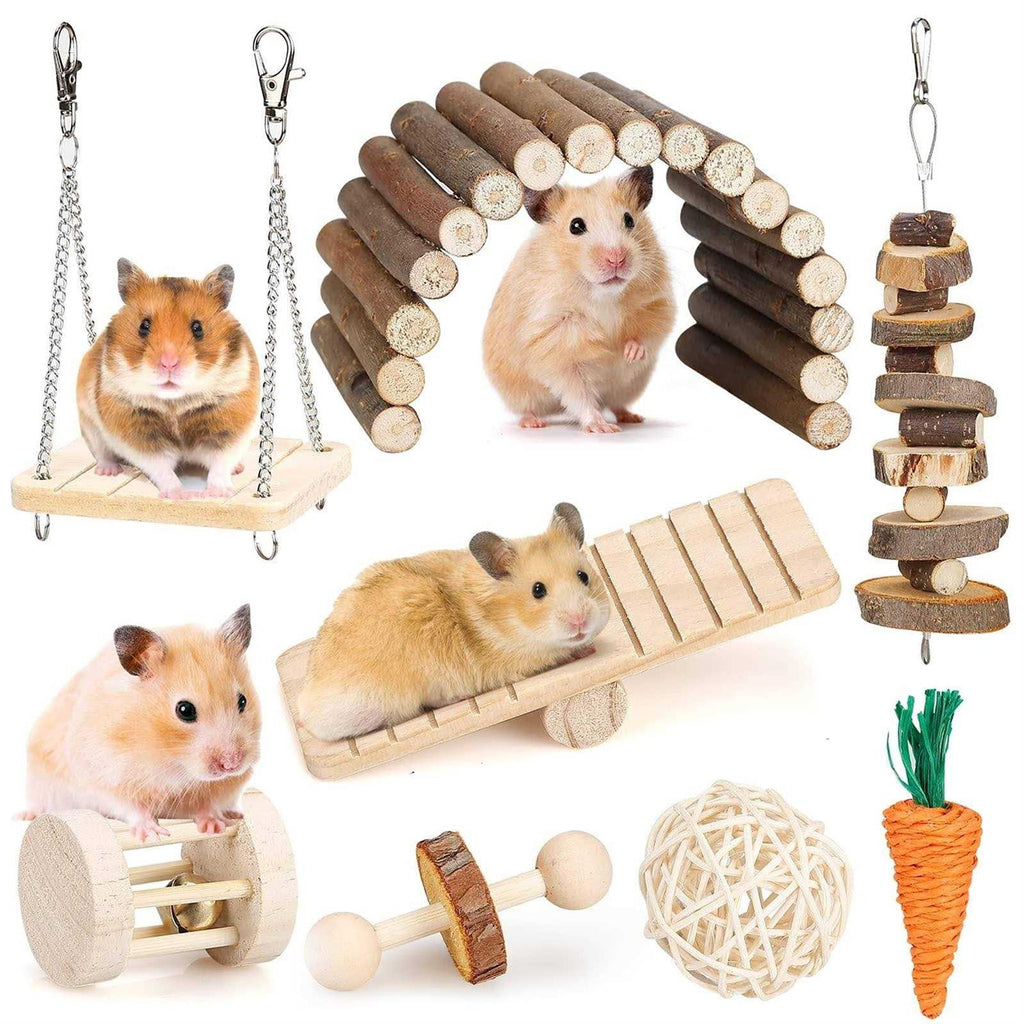Hamster Chew Toys Set Small Animal Molar Teeth Care Wooden Accessories E23523