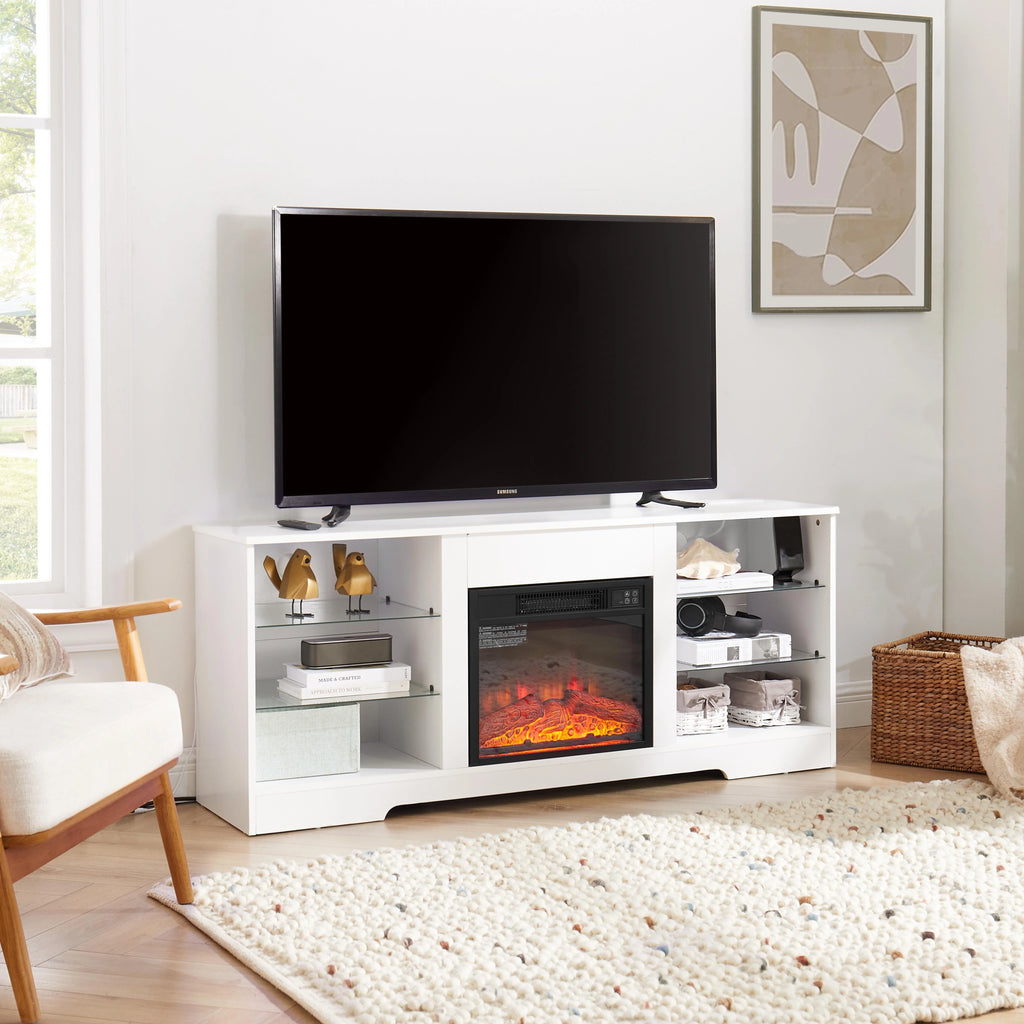 Brown 58 TV Stand with Fireplace C343342