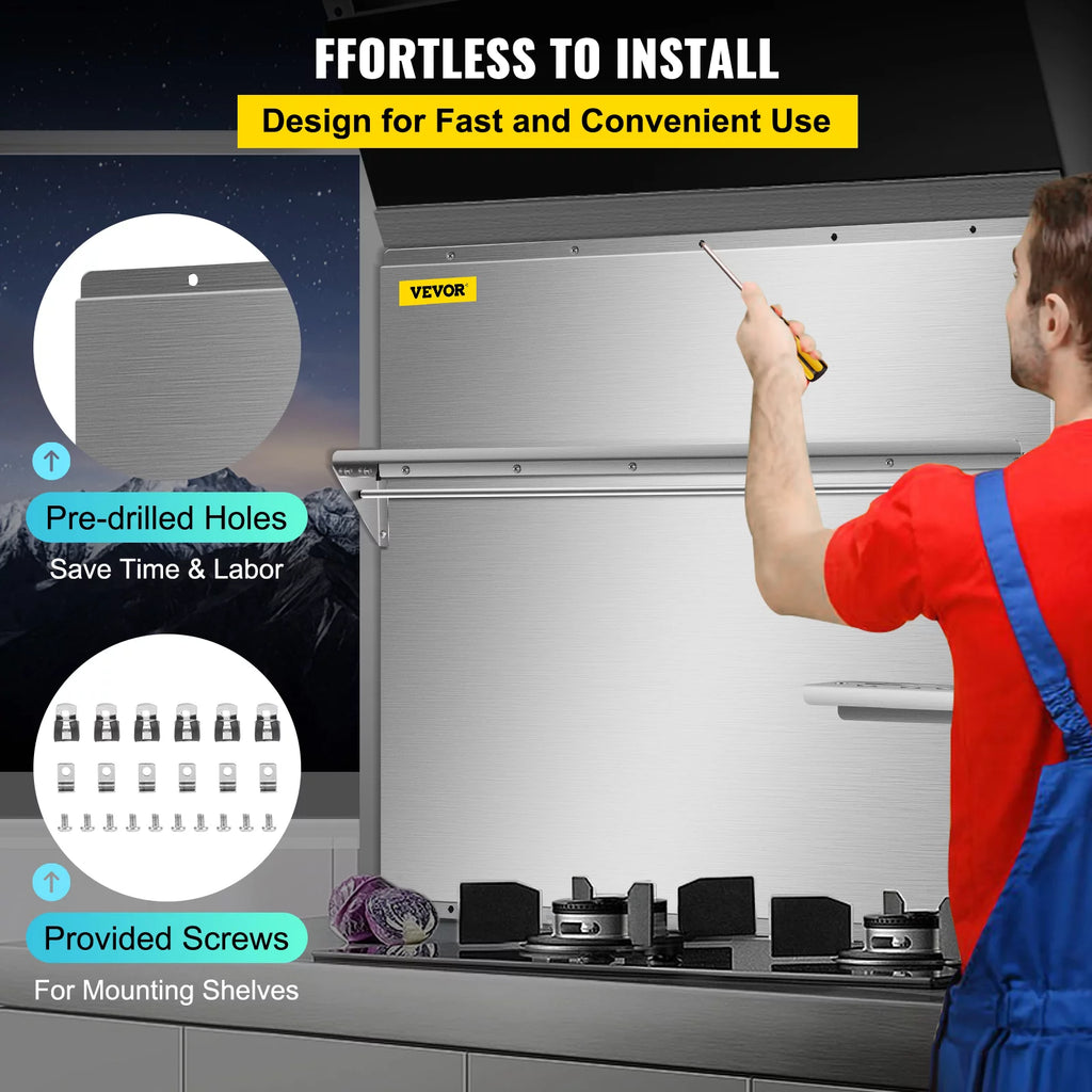 Stainless Steel Range Backsplash with Shelf M123770
