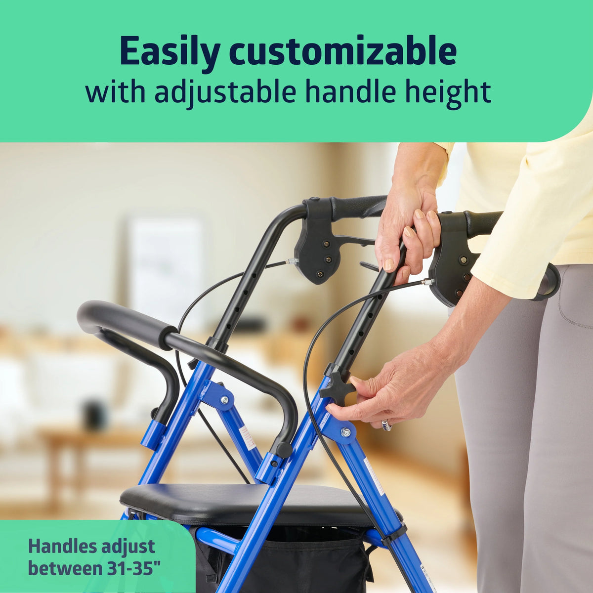 Blue Foldable Steel Rollator Walker Y713719