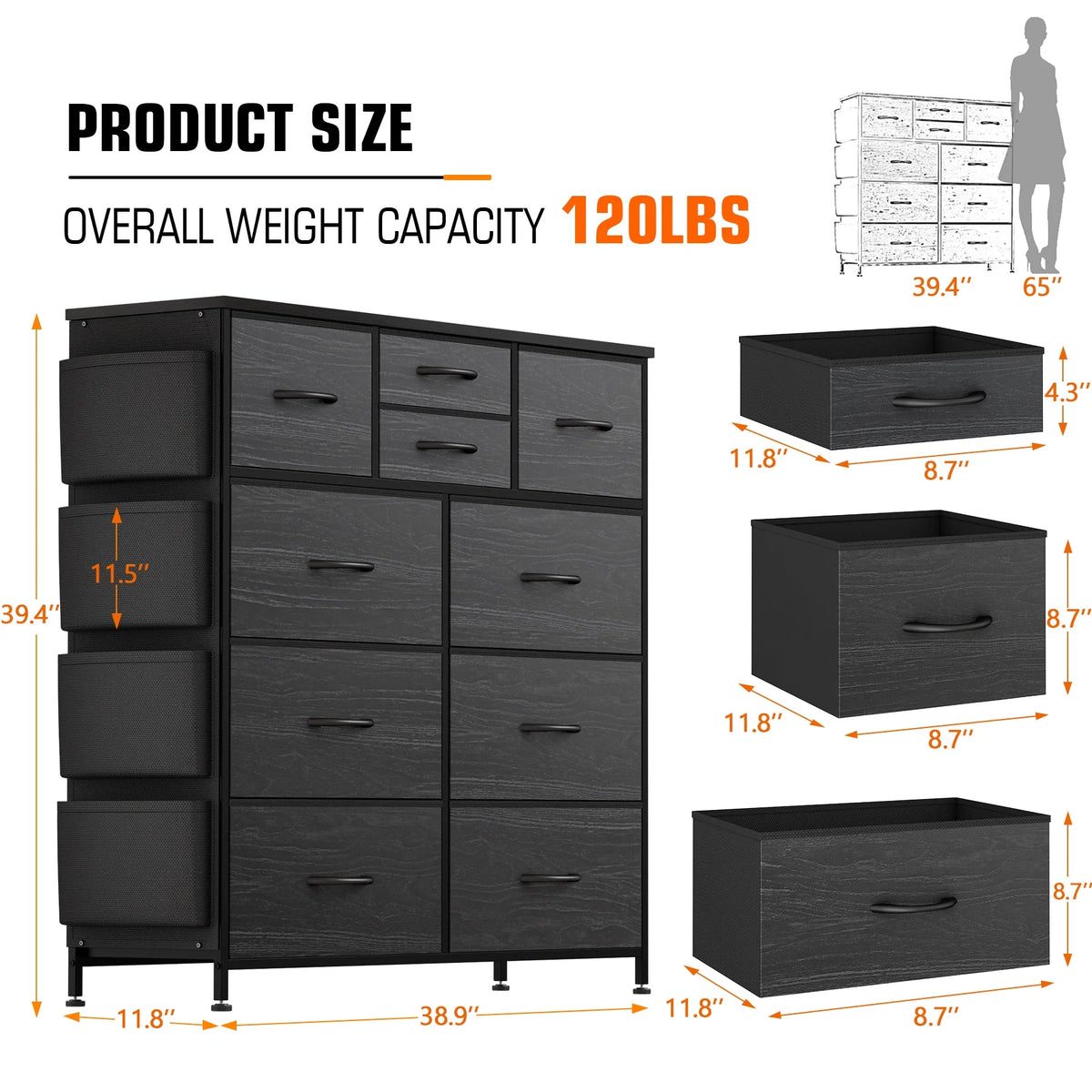 Brown 10 Drawer Fabric Dresser H81908
