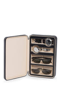 Black Leather Watch & Sunglass Travel Case V152470