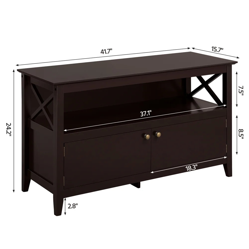 Espresso TV Stand with Storage and 2 Doors G6521