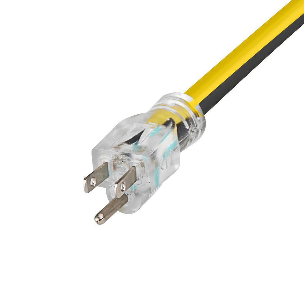 25 ft. 12/3 Gauge Multiple Outlet Extension Cord with Indicator Light, Yellow, Black W1806