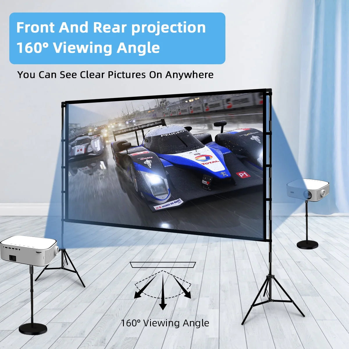120inch 16:9 4K Projector Screen with Stand and Carry Bag L114760