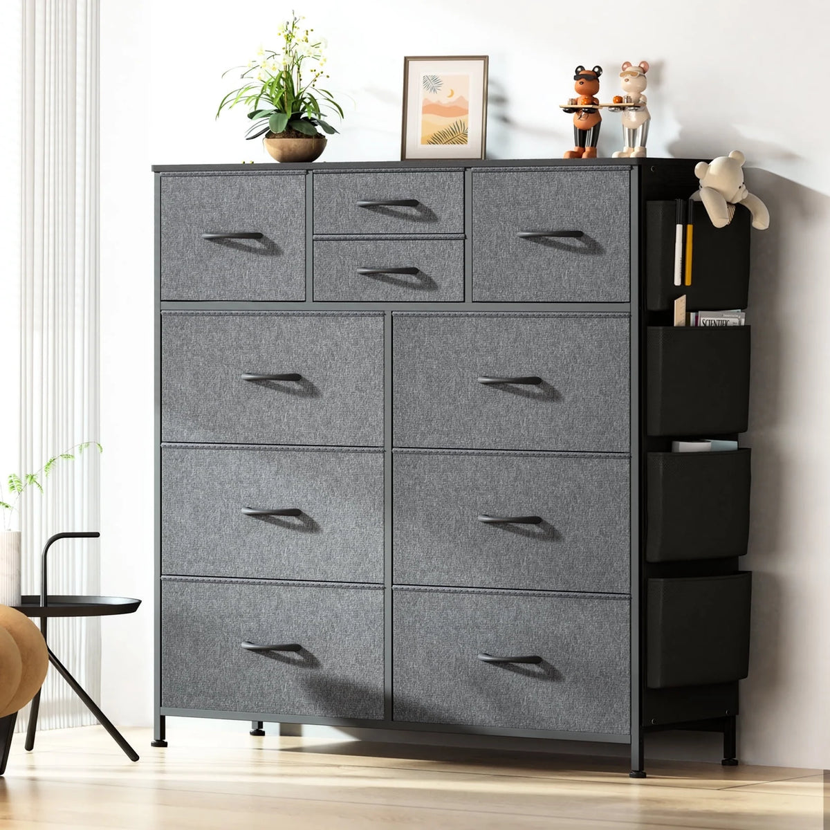 Brown 10 Drawer Fabric Dresser H81908