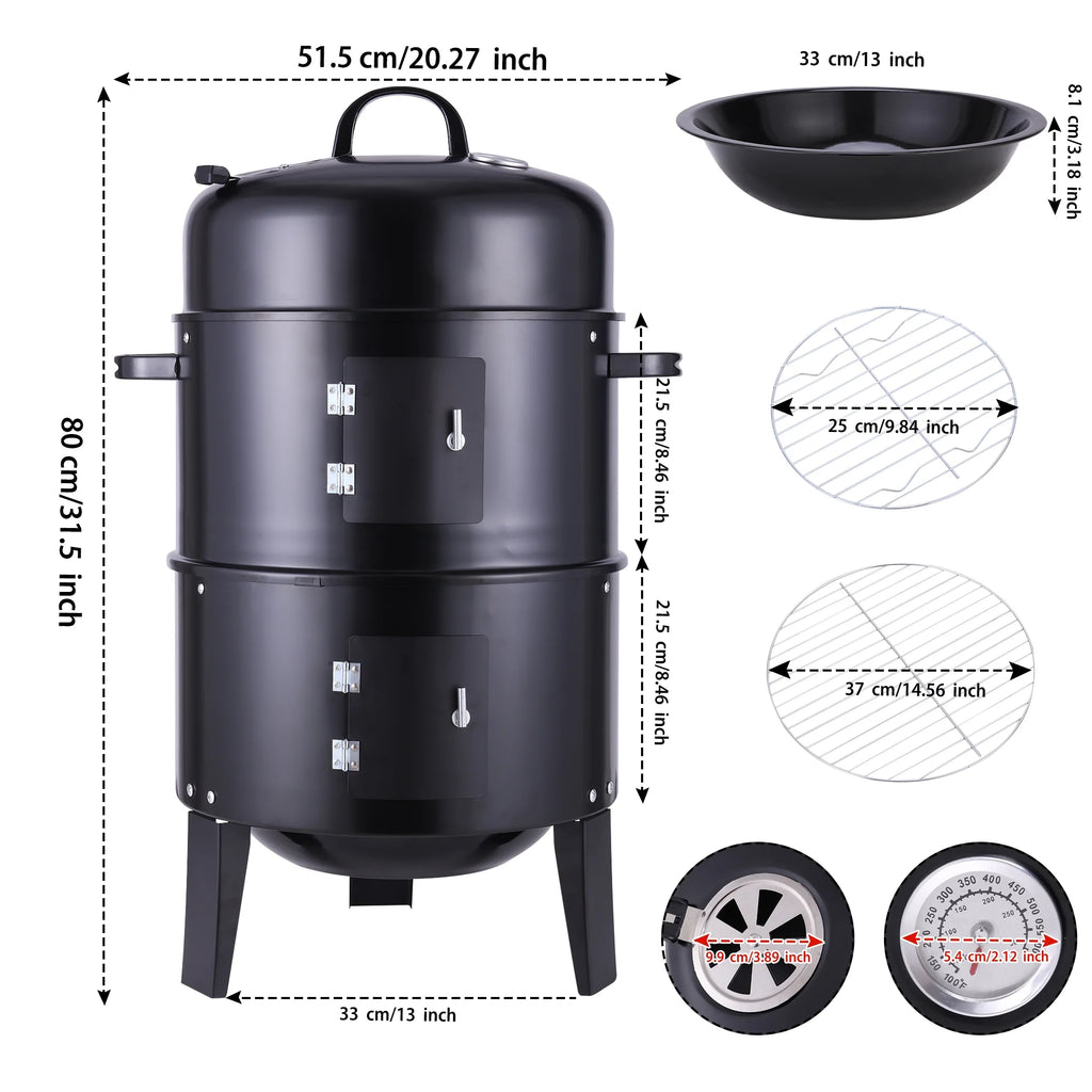 Portable Charcoal Smoker Grill O259