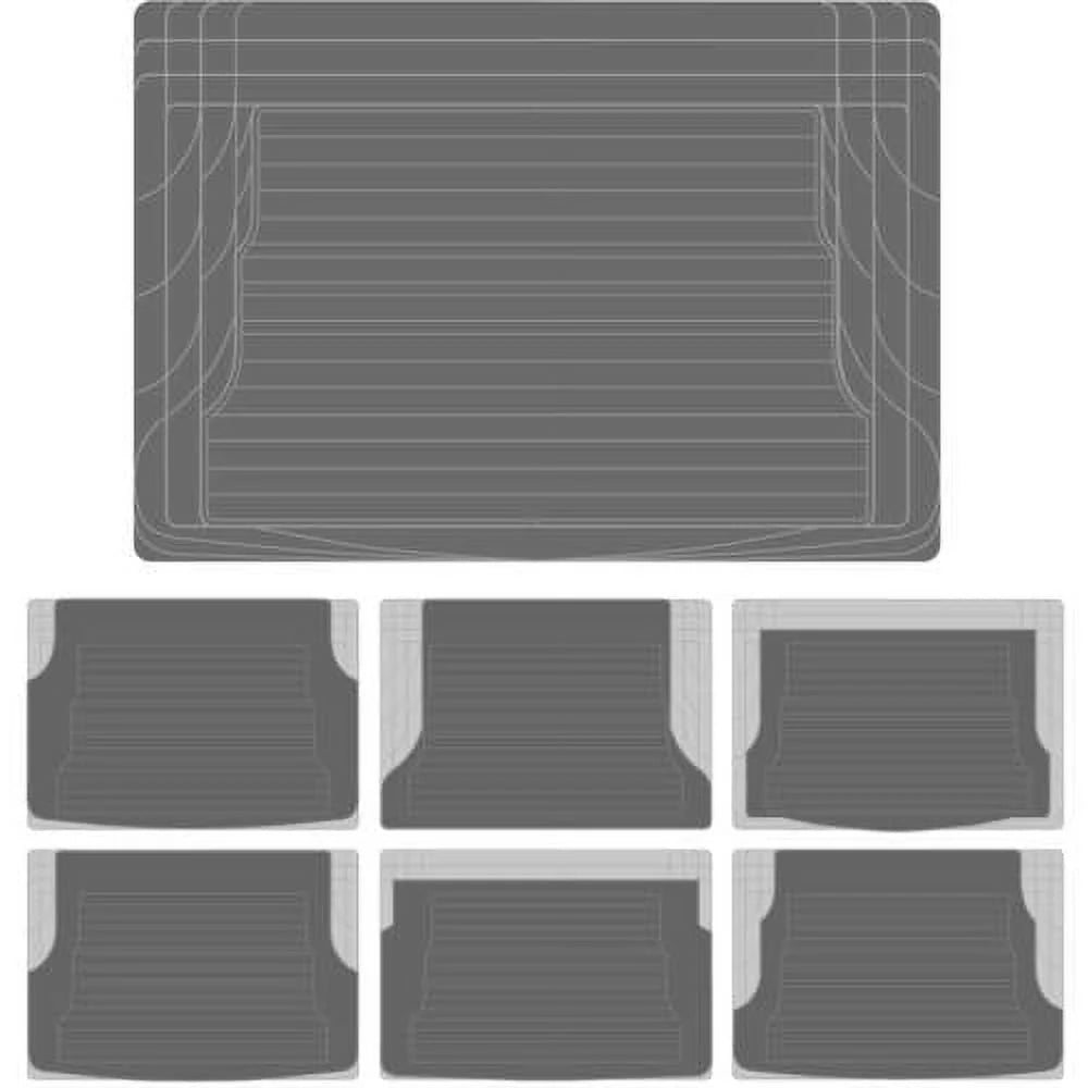 Black Beige Gray 4 Pieces Rubber Car Floor Mats with Trunk Cargo Mat I904820