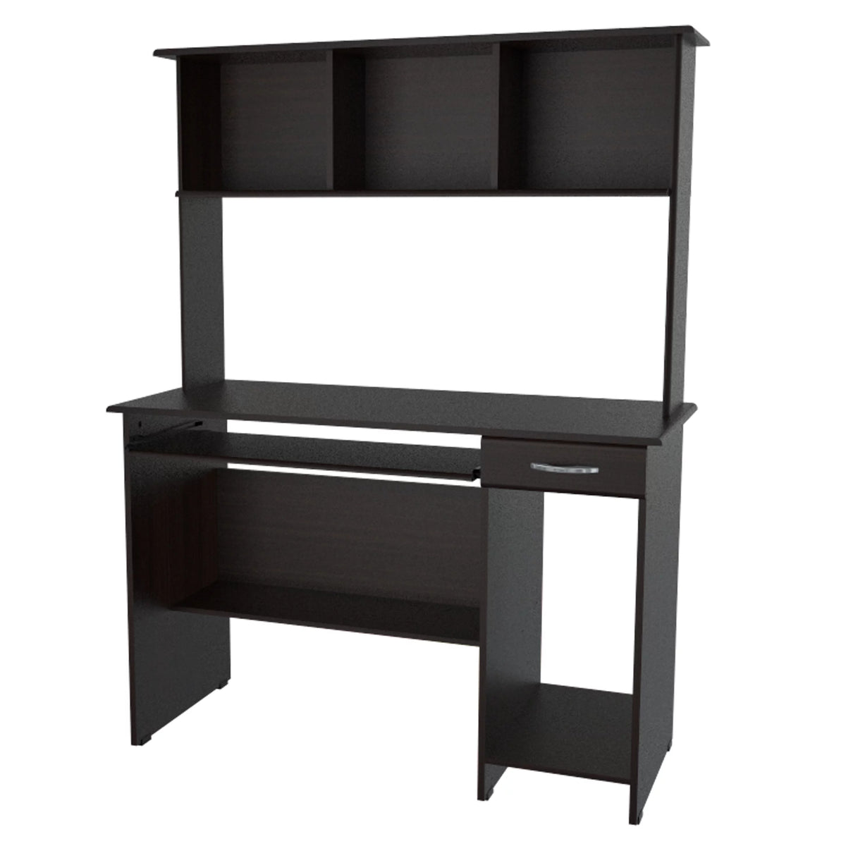 Espresso Laminate Computer Desk and Hutch with Storage S66795