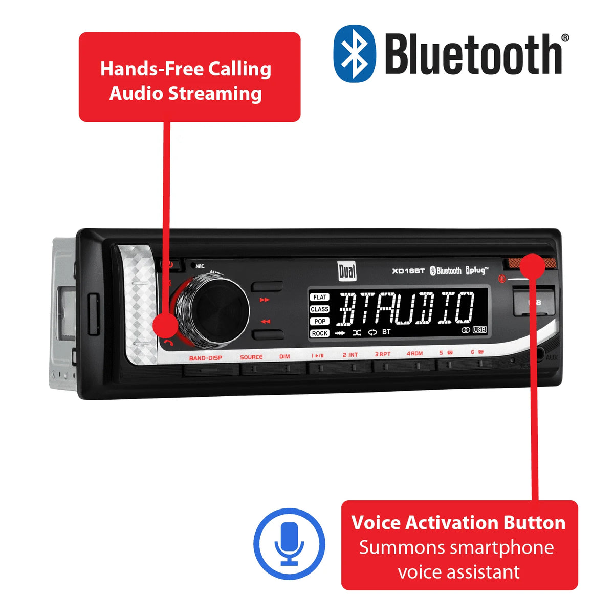 Single DIN Car Stereo Head Unit with Bluetooth I22349