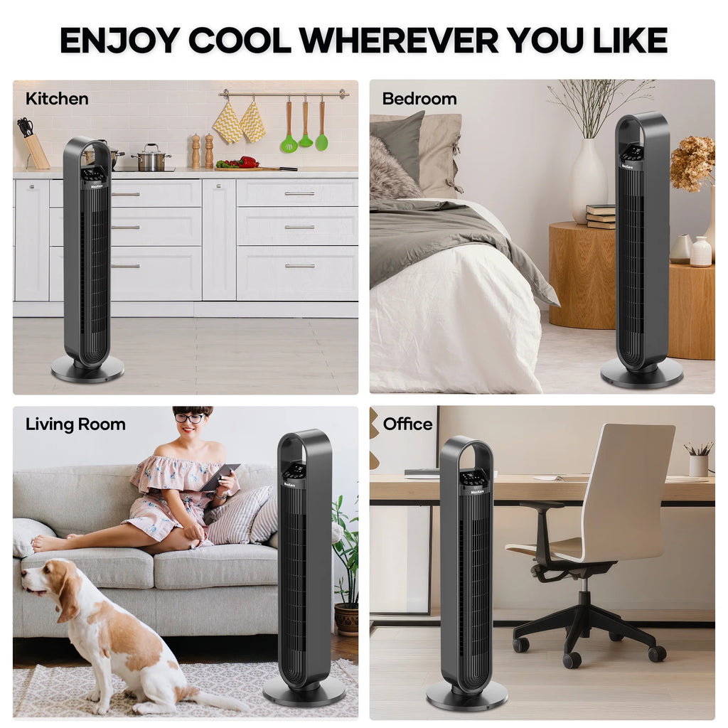 36in Tower Fan with Oscillation, Remote Control, 3 Speeds Q600125