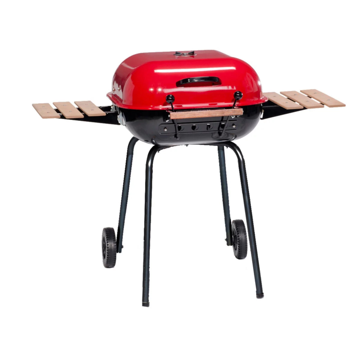 Charcoal BBQ Steel Grill with Adjustable Cooking Grate and Side Table X421624