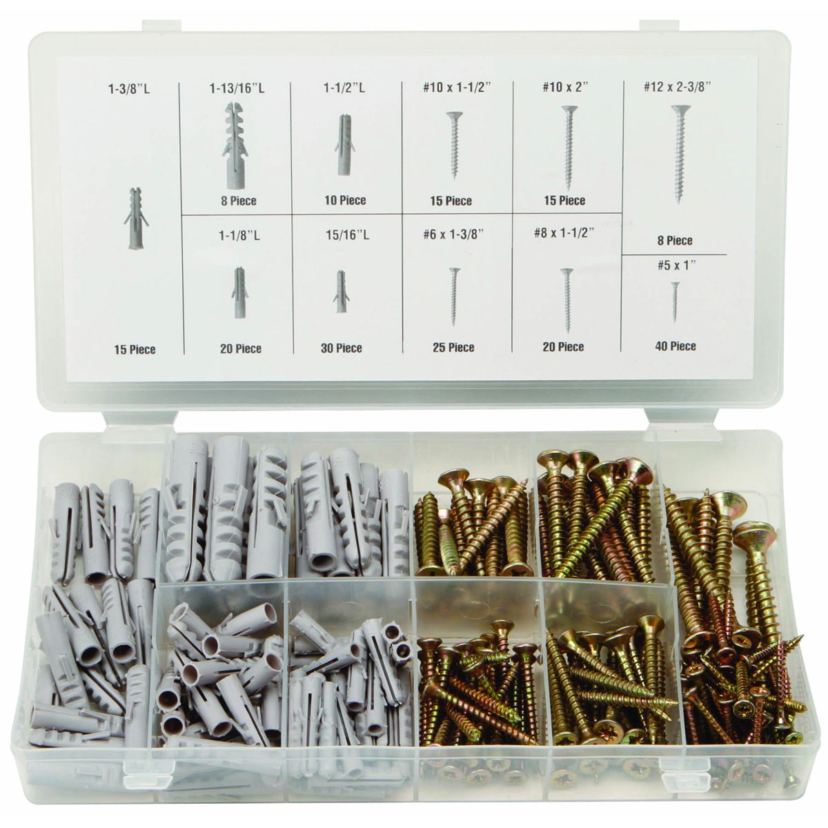 Anchors and Screws for Wood, 206 Piece N4954
