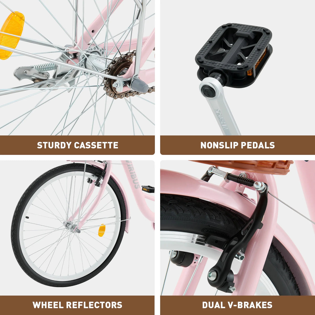 26 Inch Pink Cruiser Bicycle with Basket Rack B319019