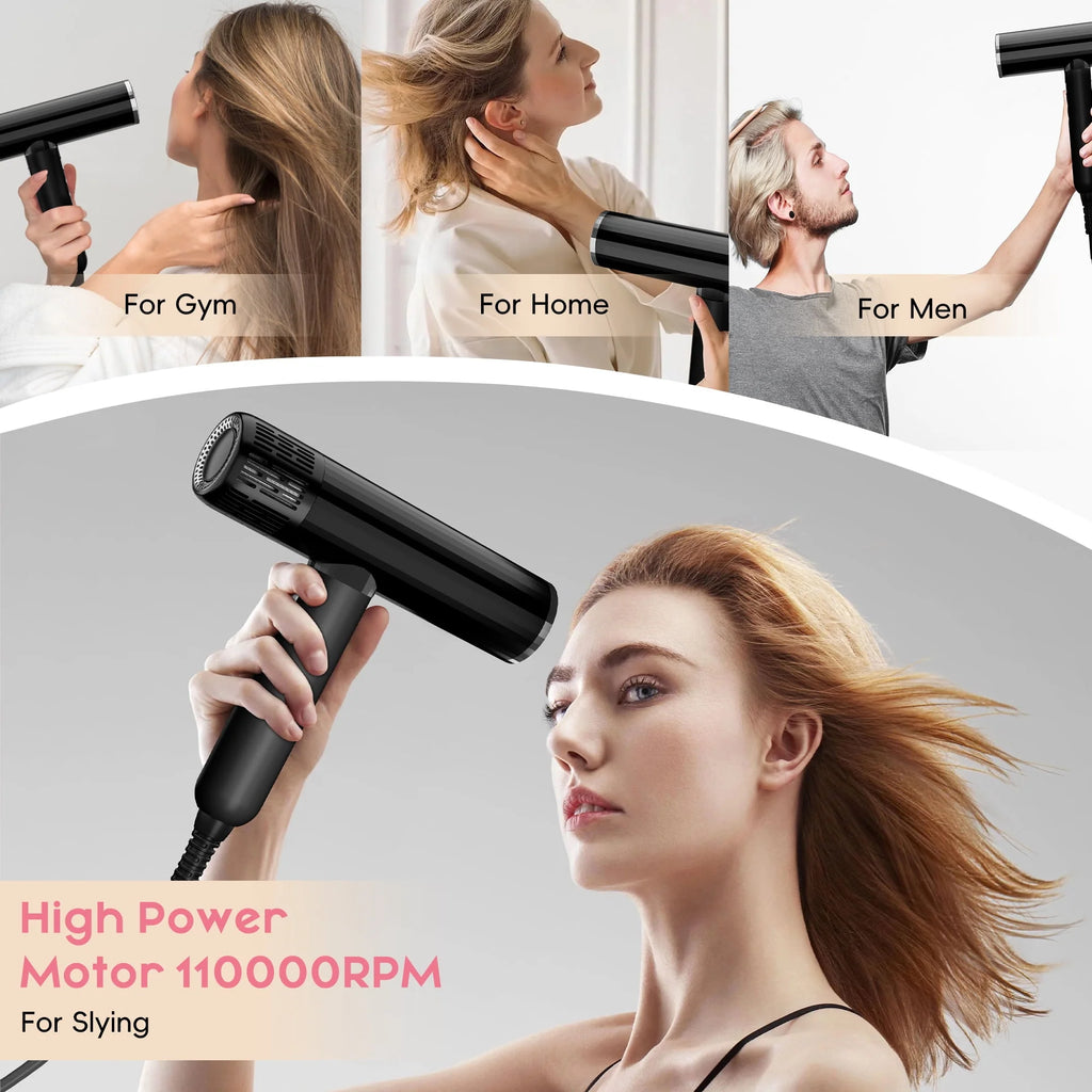 Black 1600W High-Speed Ionic Hair Dryer T820