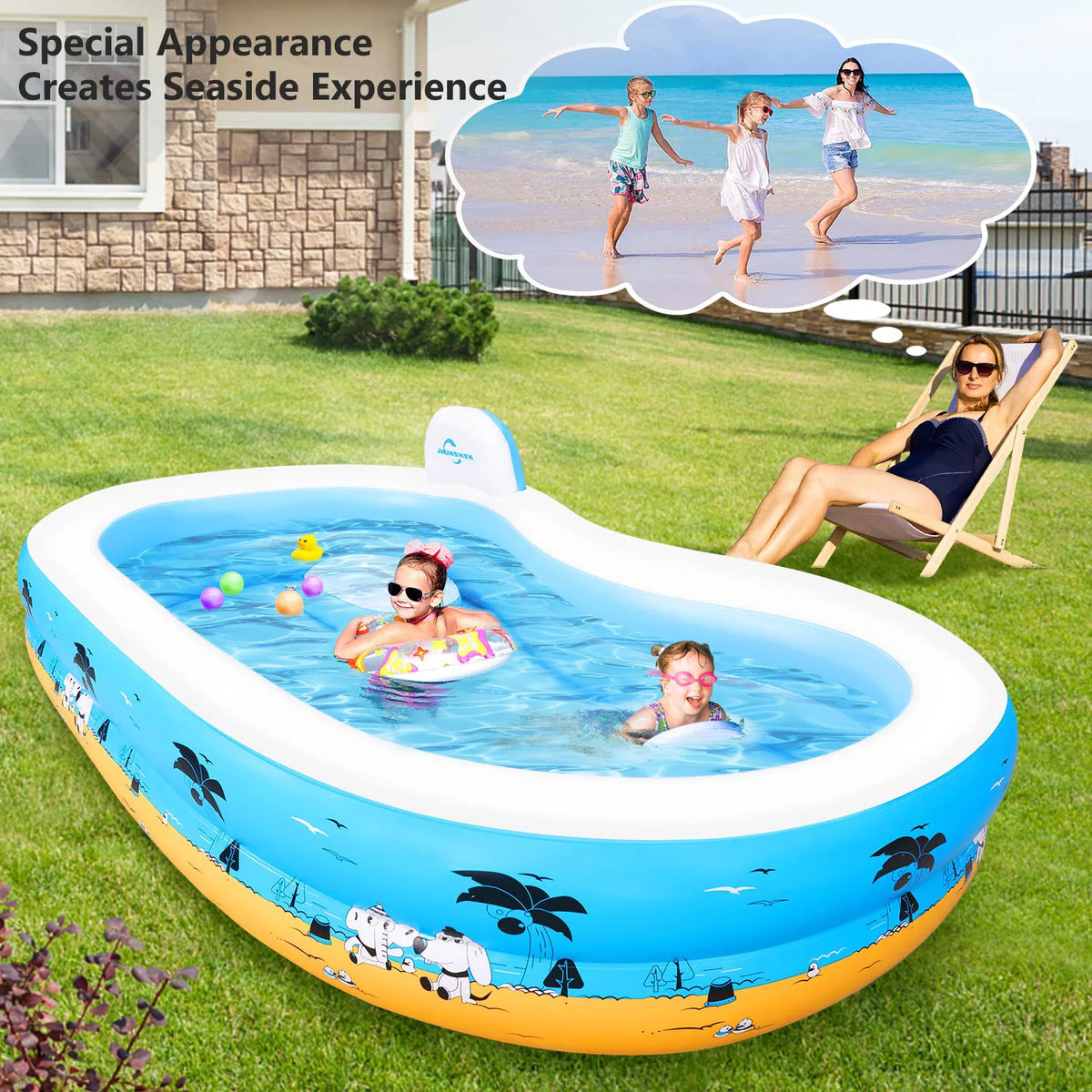 Large Inflatable Pool with Seat and Backrest B253768