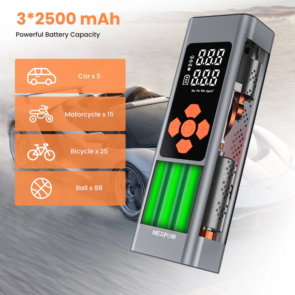 Cordless 150PSI Portable Air Compressor with Digital Dual Screen V540995