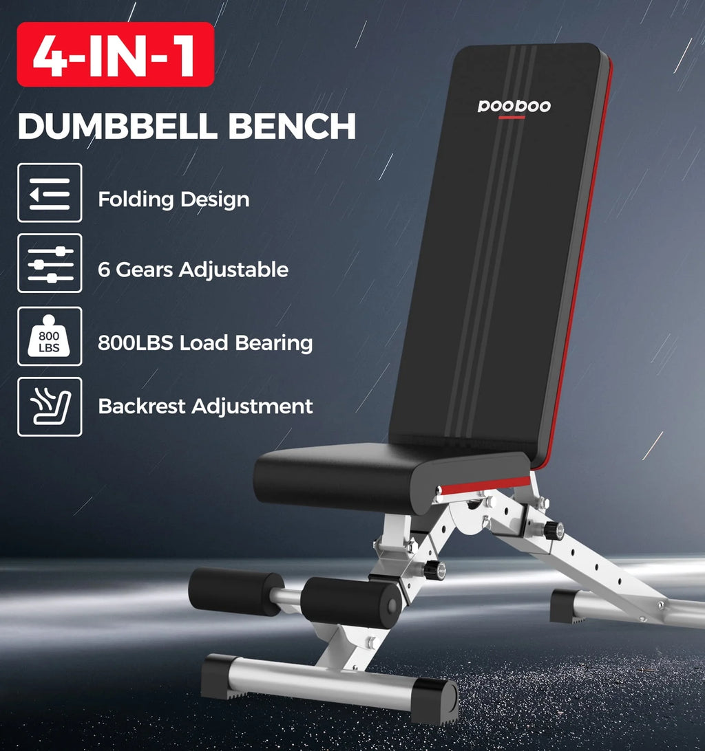 Foldable Weight Bench 600 lbs with 6 Incline Adjustable F645