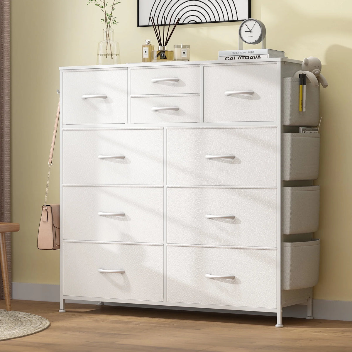 Brown 10 Drawer Fabric Dresser H81908