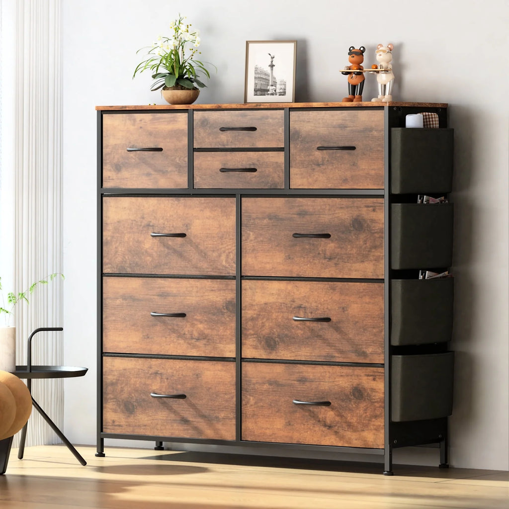 Brown 10 Drawer Fabric Dresser H81908