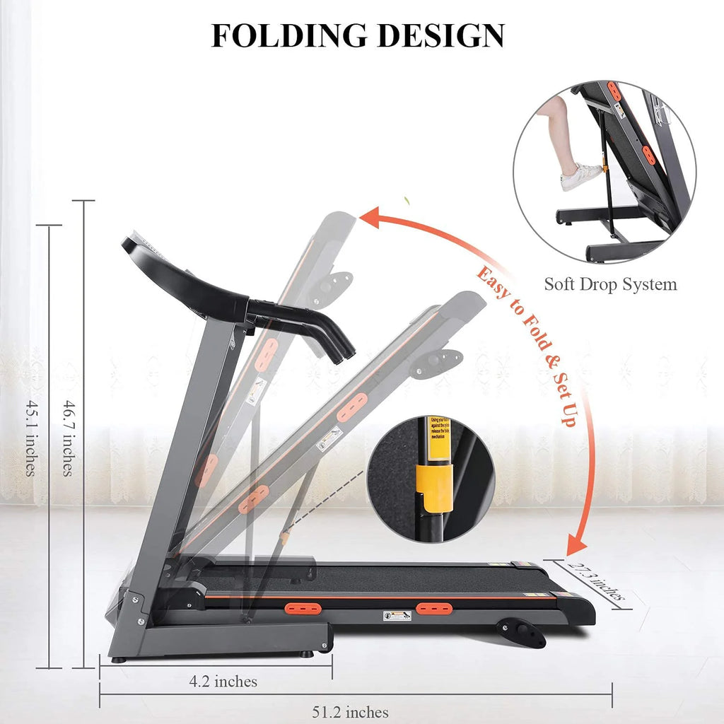 Electric Foldable Treadmill 2.5 HP 3 Levels Incline K561