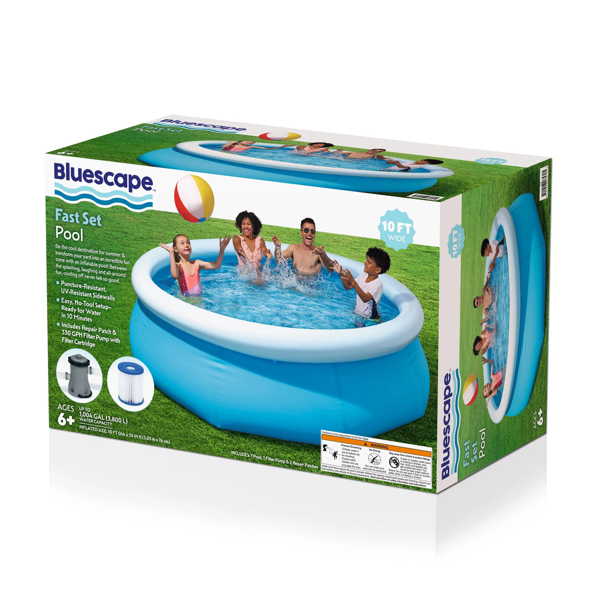 10' x 30" Round Inflatable Above Ground Pool Set N844