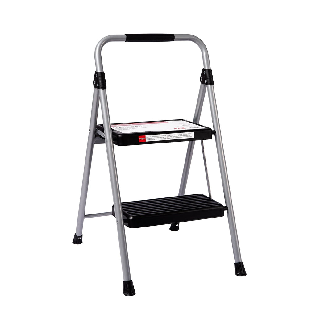Gray & Black 2-Step Steel Foldable Step Stool F750