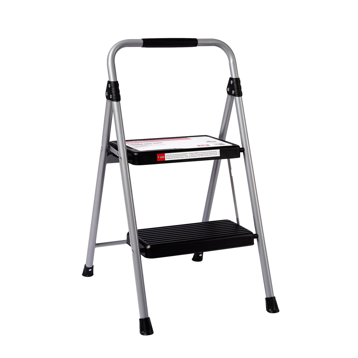 Gray & Black 2-Step Steel Foldable Step Stool F750
